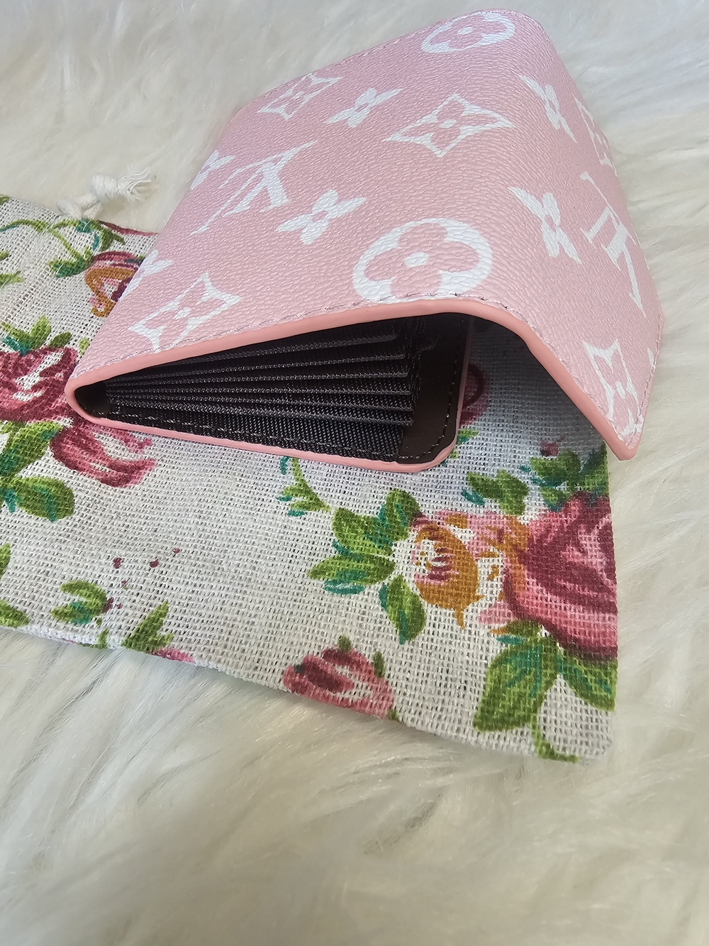 Pink Monogram Compact Cardholder - Picture 4 of 6